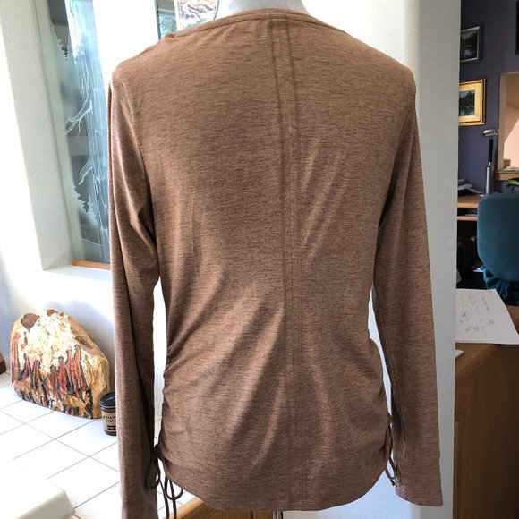 AVIA top super soft long sleeves with thumb holes brown/tan spacedye Size S(4-6) - Picture 2 of 9